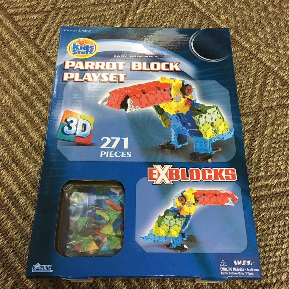 Building Blocks EXblocks Parrot Block Playset, NEW